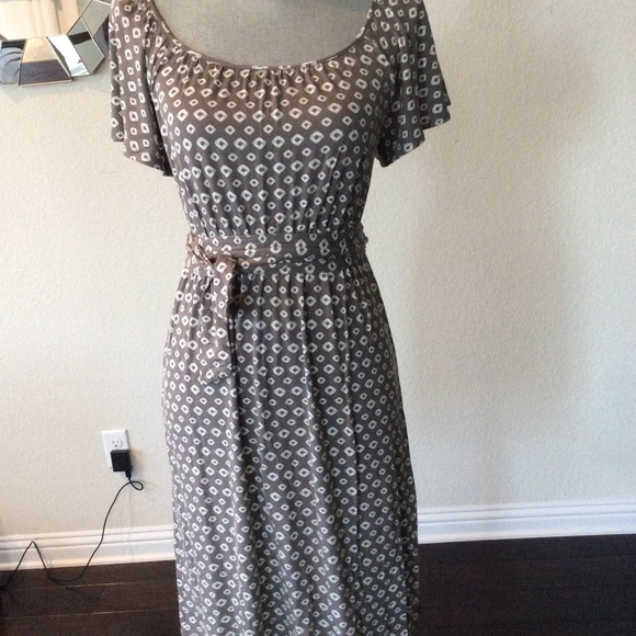 Merona Gray with Cream Light and Airy Midi Dress - Picture 2 of 8